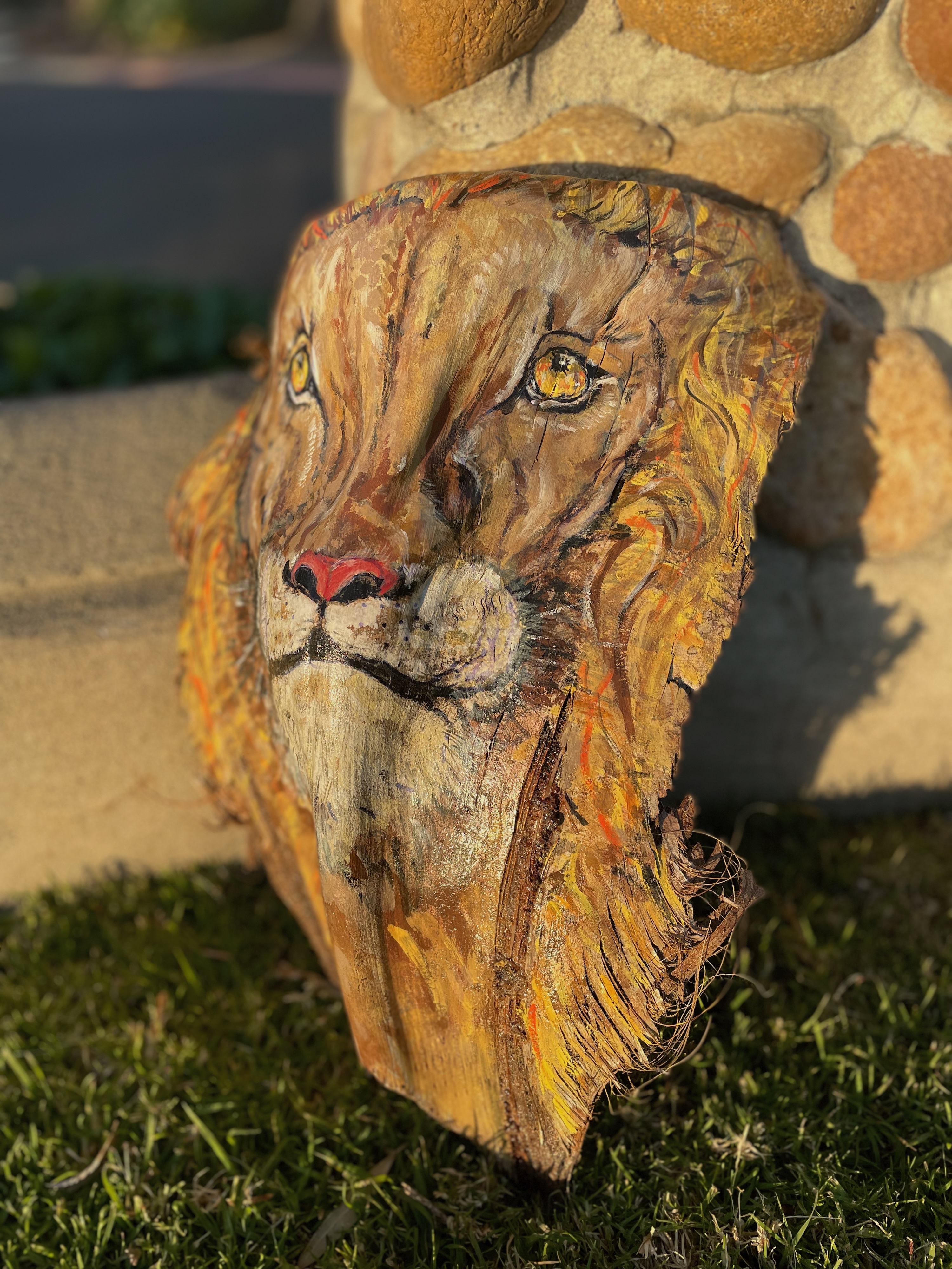 Lion painting by Jane Muschenetz for Palm Frond Zoo
