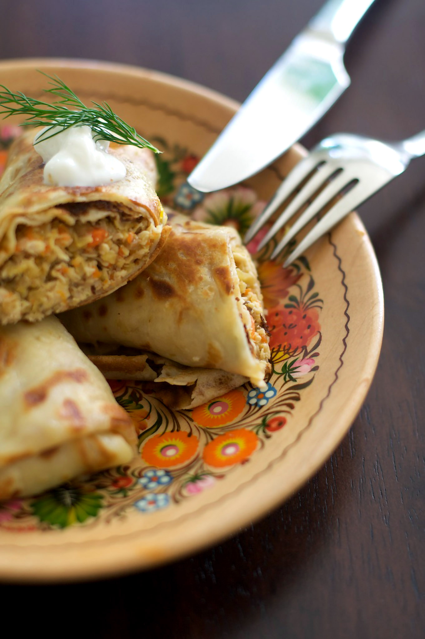 Chicken blintzes from Table M food blog
