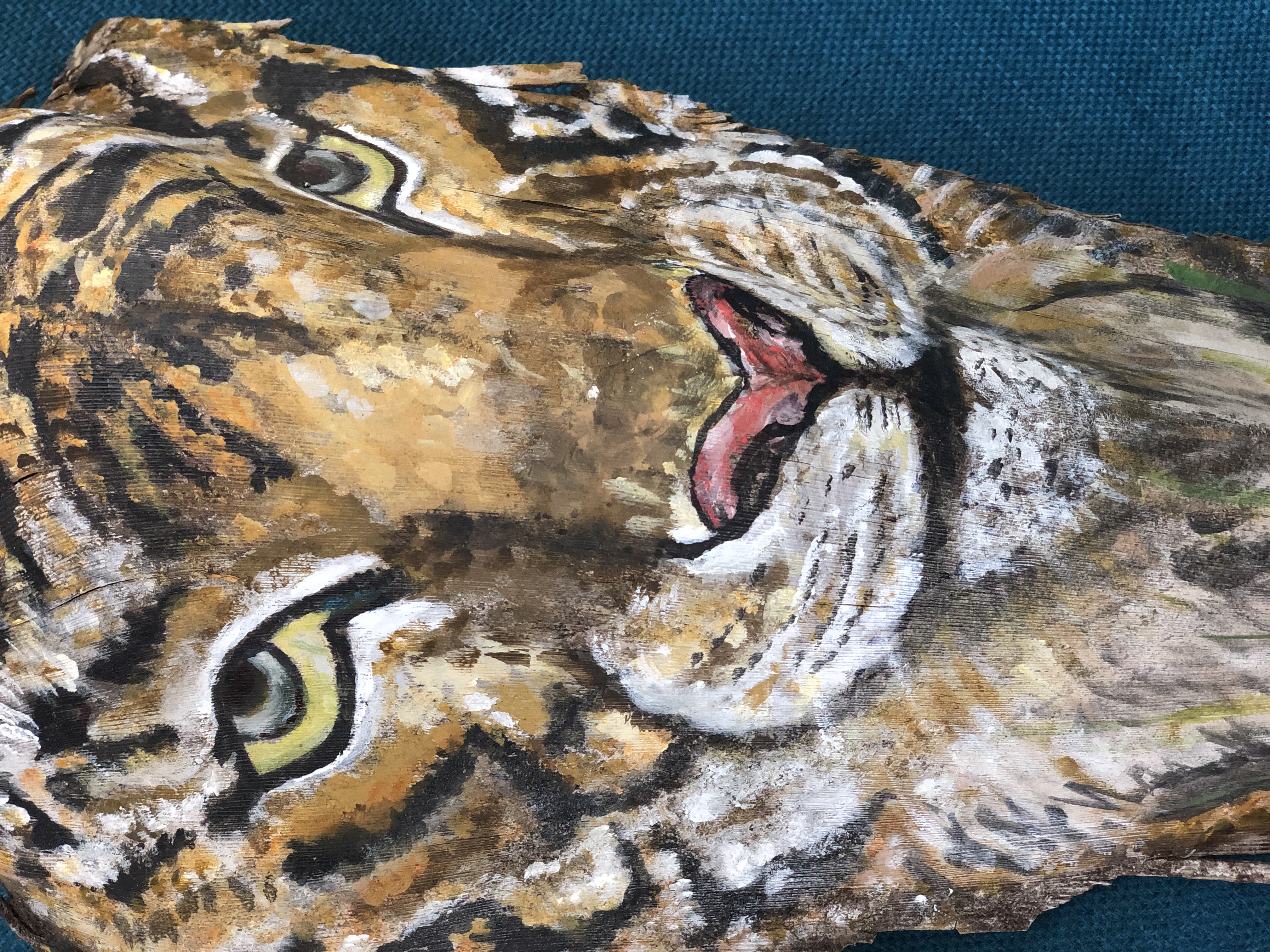 Tiger Eyes painting by Jane Muschenetz for Palm Frond Zoo